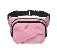 Pink Marble Texture Print Waist Pack Square Waist Bag Workout Hiking Running Travel Gym Pretty Zipper Fashion
