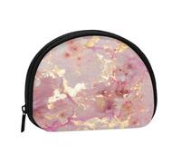 Pink Marble Texture Print, Women's Storage Bag Shell Makeup Bag Small Coin Purse Shell Change Pouch