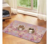 Pink Marble Texture Printing Pet Absorbent Tablecloth, Special Pad For Pet Bowls, Rollable For Storage, Ideal For Pet Bowls