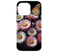 Pink Marguerite Daisy Flowers Monarch Butterfly Shapes Mania Case for iPhone 14 Pro Max