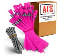Pink Marking Whiskers with Stakes - 25 Pack - Durable Marking Whisker Set - Use Survey Whiskers as Ground Markers, Construction Markers, or Trail Markers