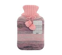 Pink Marle Design Jacquard Knit Cover Pom Pom 2 Litre Hot Water Bottle