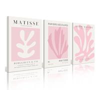 Pink Matisse Wall Art Prints Aesthetic Wall Decor Abstract Henri Matisse Canvas Wall Art Blush Pink Exhibition Poster Picture Minimalist Museum Artwork for Room Bedroom Set of 3 12x16 Inch Framed