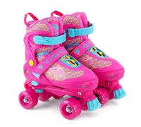 (Pink Medium UK 2-4) The Magic Toy Shop Kids Quad Skates Adjustable Pink Roller Skates for Girls & Boys