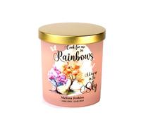 Pink Memorial Remembrance Candle Jar Rainbows in The Sky (Vanilla)