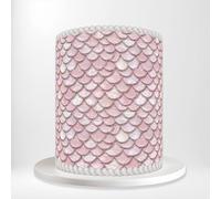 Pink Mermaid Scales Fantasy Wrap Around Print A4 Edible Paper Icing Sheet Cake Topper Side Ribbon Border Decor for Personalised Themed Decorations