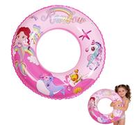Pink Mermaid Swimming Ring Inflatable Rubber Rings for Girls 4-9 Years,70cm Cartoon Inflatable Pool Ring Floaties Swim Rings Water Float Inflatables Pool Float for Kids Beach Summer Water Party Sport