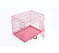 Pink Metal Dog Cage, 42 inch Large with Double Door System