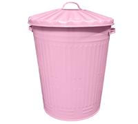 Pink Metal Dust Bin Retro Metal Bin Waste Rubbish Recycle Bin 90L