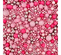 Pink metallic hot pink sprinkles for party pearls chocolate balls edible cupcake cake toppers biscuits pearls decoration 100s 1000s bright hen party bridal baking PINK LEMONADE