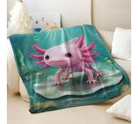 Pink Mexican Axolotl Printed Blanket, Dreamy Soft Flannel Throw, Ideal for Kids Sofa Bed Decor (01,200x200cm)