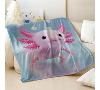 Pink Mexican Axolotl Printed Blanket, Dreamy Soft Flannel Throw, Ideal for Kids Sofa Bed Decor (03,180x200cm)