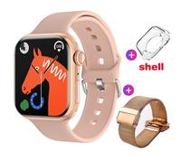 (pink, Milan mesh steel) 2023 Watch 9 Smart Watch Men Body Temperature BT Call NFC Always on Display Fitness Women Series 8 Smartwatch