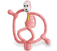 Pink Mini Monkey Silicone Teether & Soother, Anti-Drop Bead Chain Teething Toys for Babies 3+ Months, 10.5 cm, Easy Grip, BPA Free
