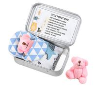 (pink) Mini Teddy Bear In A Tin Box - Cute Plush Doll Toy For Kids - Pocket Size For Stress Relief - Perfect Gift For Birthdays, Christmas, Children's Day