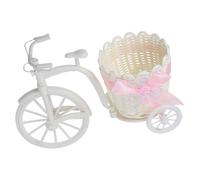 Pink Miniature Tricycle Flower Planter for Wedding Table Centerpiece | Handwoven Plastic Basket, Lightweight Retro Style, Indoor Vanity Display, for Small Arrangements and Confetti Favors