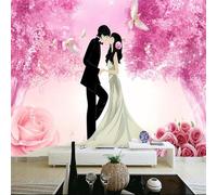 Pink Minimalist Romantic Couples Flying Birds 3D Wallpaper Luxury Home Dining Decor Paste Sofa Living Room The Wall for Bedroom Mural-430cm×300cm