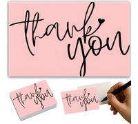 Pink Minimalist Thank You Cards With Heart Accent And Envelopes - Multipack of 50 Elegant Blank Note Cards for Business Correspondence, Wedding Gifts, Birthday Appreciation and Personalised Messages