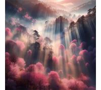 Pink Mist Grove Jigsaw Puzzles for Adults 100 Pieces Hard Difficult Challenging puzzles for adults 100 pcs DIY Decoration Puzzle for Wall Decor Gifts