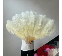 Pink Mix 130CM Ostrich Feather Fan 13 Bone Big Handheld Left Right Fans for Festival Belly Dance Stage Performance Plumes Fan-Beige-100cm 1Pair(Two)