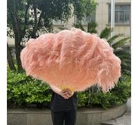 Pink Mix 130CM Ostrich Feather Fan 13 Bone Big Handheld Left Right Fans for Festival Belly Dance Stage Performance Plumes Fan-52 Peach pink-100cm 1PCS Left Hand