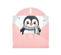 Pink MJHKXLJ Cute Penguin Prints Pearlized Greeting Card - Envelope Included - Perfect for Christmas, Birthdays, Valentines, Weddings, and More