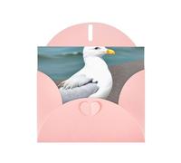 Pink MJHKXLJ Cute seagull Prints Pearlized Greeting Card - Envelope Included - Perfect for Christmas, Birthdays, Valentines, Weddings, and More
