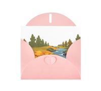 Pink MJHKXLJ Fallen leaves on the creek Prints Pearlized Greeting Card - Envelope Included - Perfect for Christmas, Birthdays, Valentines, Weddings, and More