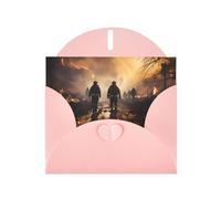 Pink MJHKXLJ Firefighters fighting fires Prints Pearlized Greeting Card - Envelope Included - Perfect for Christmas, Birthdays, Valentines, Weddings, and More