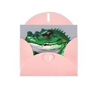 Pink MJHKXLJ Gator Lurking Green Prints Pearlized Greeting Card - Envelope Included - Perfect for Christmas, Birthdays, Valentines, Weddings, and More