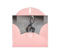 Pink MJHKXLJ Happy Notes Prints Pearlized Greeting Card - Envelope Included - Perfect for Christmas, Birthdays, Valentines, Weddings, and More