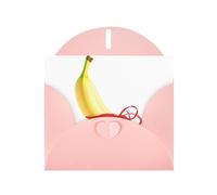Pink MJHKXLJ Heartless Banana Prints Pearlized Greeting Card - Envelope Included - Perfect for Christmas, Birthdays, Valentines, Weddings, and More