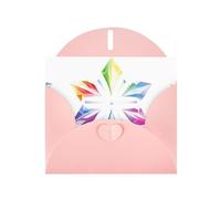 Pink MJHKXLJ Hollow rainbow diamond stars Prints Pearlized Greeting Card - Envelope Included - Perfect for Christmas, Birthdays, Valentines, Weddings, and More