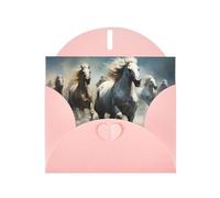 Pink MJHKXLJ Horses running wild in the river Prints Pearlized Greeting Card - Envelope Included - Perfect for Christmas, Birthdays, Valentines, Weddings, and More