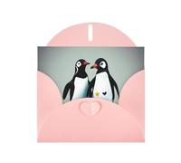 Pink MJHKXLJ I Love Penguins Prints Pearlized Greeting Card - Envelope Included - Perfect for Christmas, Birthdays, Valentines, Weddings, and More