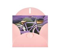Pink MJHKXLJ Lavender Field Bike Prints Pearlized Greeting Card - Envelope Included - Perfect for Christmas, Birthdays, Valentines, Weddings, and More