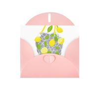 Pink MJHKXLJ Lemons falling from the net bag Prints Pearlized Greeting Card - Envelope Included - Perfect for Christmas, Birthdays, Valentines, Weddings, and More