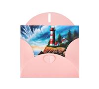 Pink MJHKXLJ Lighthouse Diamond Painting Prints Pearlized Greeting Card - Envelope Included - Perfect for Christmas, Birthdays, Valentines, Weddings, and More