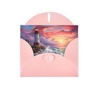 Pink MJHKXLJ lighthouse diamond painting Prints Pearlized Greeting Card - Envelope Included - Perfect for Christmas, Birthdays, Valentines, Weddings, and More