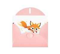 Pink MJHKXLJ Little fox flying in the starry sky Prints Pearlized Greeting Card - Envelope Included - Perfect for Christmas, Birthdays, Valentines, Weddings, and More