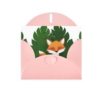 Pink MJHKXLJ Little fox in the forest Prints Pearlized Greeting Card - Envelope Included - Perfect for Christmas, Birthdays, Valentines, Weddings, and More