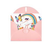 Pink MJHKXLJ Little girl dancing under the rainbow Prints Pearlized Greeting Card - Envelope Included - Perfect for Christmas, Birthdays, Valentines, Weddings, and More