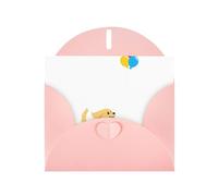Pink MJHKXLJ Little golden retriever chasing balloons Prints Pearlized Greeting Card - Envelope Included - Perfect for Christmas, Birthdays, Valentines, Weddings, and More