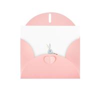 Pink MJHKXLJ Little gray rabbit playing the flute Prints Pearlized Greeting Card - Envelope Included - Perfect for Christmas, Birthdays, Valentines, Weddings, and More