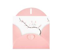 Pink MJHKXLJ Little mouse on magnolia branch Prints Pearlized Greeting Card - Envelope Included - Perfect for Christmas, Birthdays, Valentines, Weddings, and More