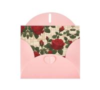 Pink MJHKXLJ Many red roses Prints Pearlized Greeting Card - Envelope Included - Perfect for Christmas, Birthdays, Valentines, Weddings, and More