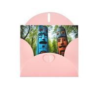 Pink MJHKXLJ Mysterious Totems Prints Pearlized Greeting Card - Envelope Included - Perfect for Christmas, Birthdays, Valentines, Weddings, and More