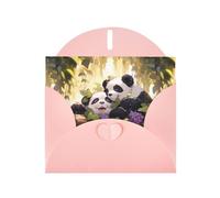 Pink MJHKXLJ Panda in the vines Prints Pearlized Greeting Card - Envelope Included - Perfect for Christmas, Birthdays, Valentines, Weddings, and More