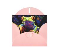 Pink MJHKXLJ peace tree frog Prints Pearlized Greeting Card - Envelope Included - Perfect for Christmas, Birthdays, Valentines, Weddings, and More