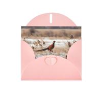 Pink MJHKXLJ pheasant hunting Prints Pearlized Greeting Card - Envelope Included - Perfect for Christmas, Birthdays, Valentines, Weddings, and More